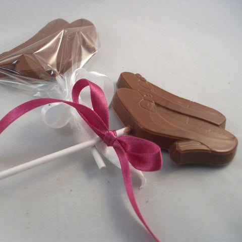 Chocolate Shoe Lollipop Wrapped In Celophane