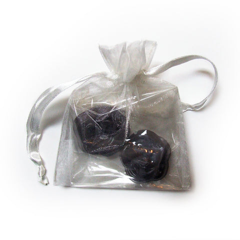 Belgian Chocolate Rose Favours In Silver Organza Bag