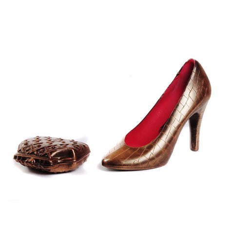 Belgian Chocolate High heel Shoe and handbag - Louby-M Light