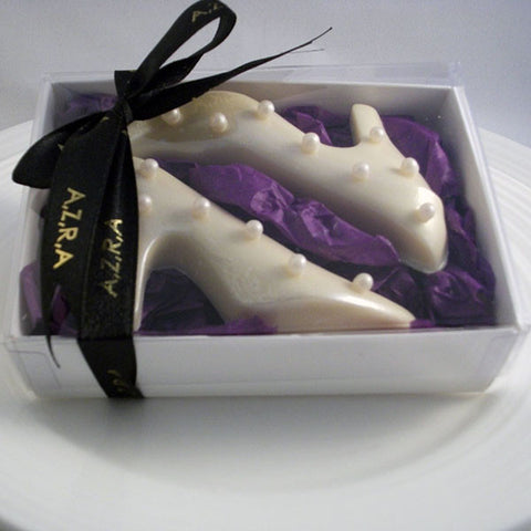 Two Small White Chocolate Shoe Set