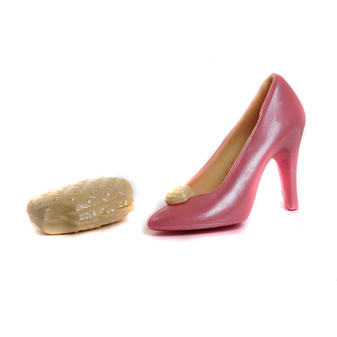 High heel chocolate shoe and chocolate purse