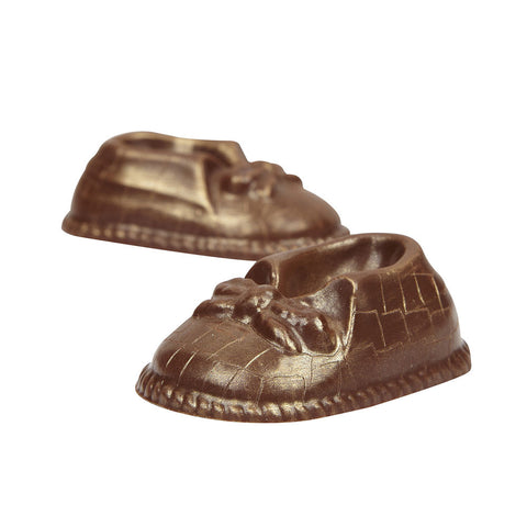 Chocolate Baby Shoes with Bronzed Croc Skin Effect