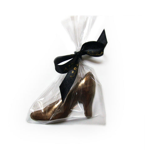 Dark Shoe Favour Made From Belgian Chocolate Presented In Bad